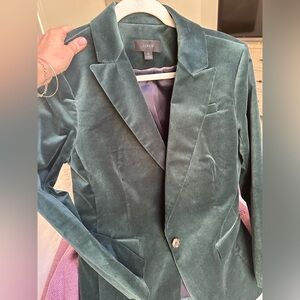 J Crew Emerald Green Velvet Blazer - Sz 10